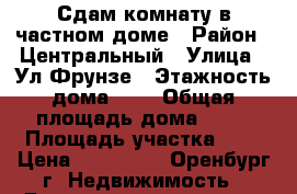 Сдам комнату в частном доме › Район ­ Центральный › Улица ­ Ул.Фрунзе › Этажность дома ­ 1 › Общая площадь дома ­ 66 › Площадь участка ­ 4 › Цена ­ 6 500 - , Оренбург г. Недвижимость » Дома, коттеджи, дачи аренда   